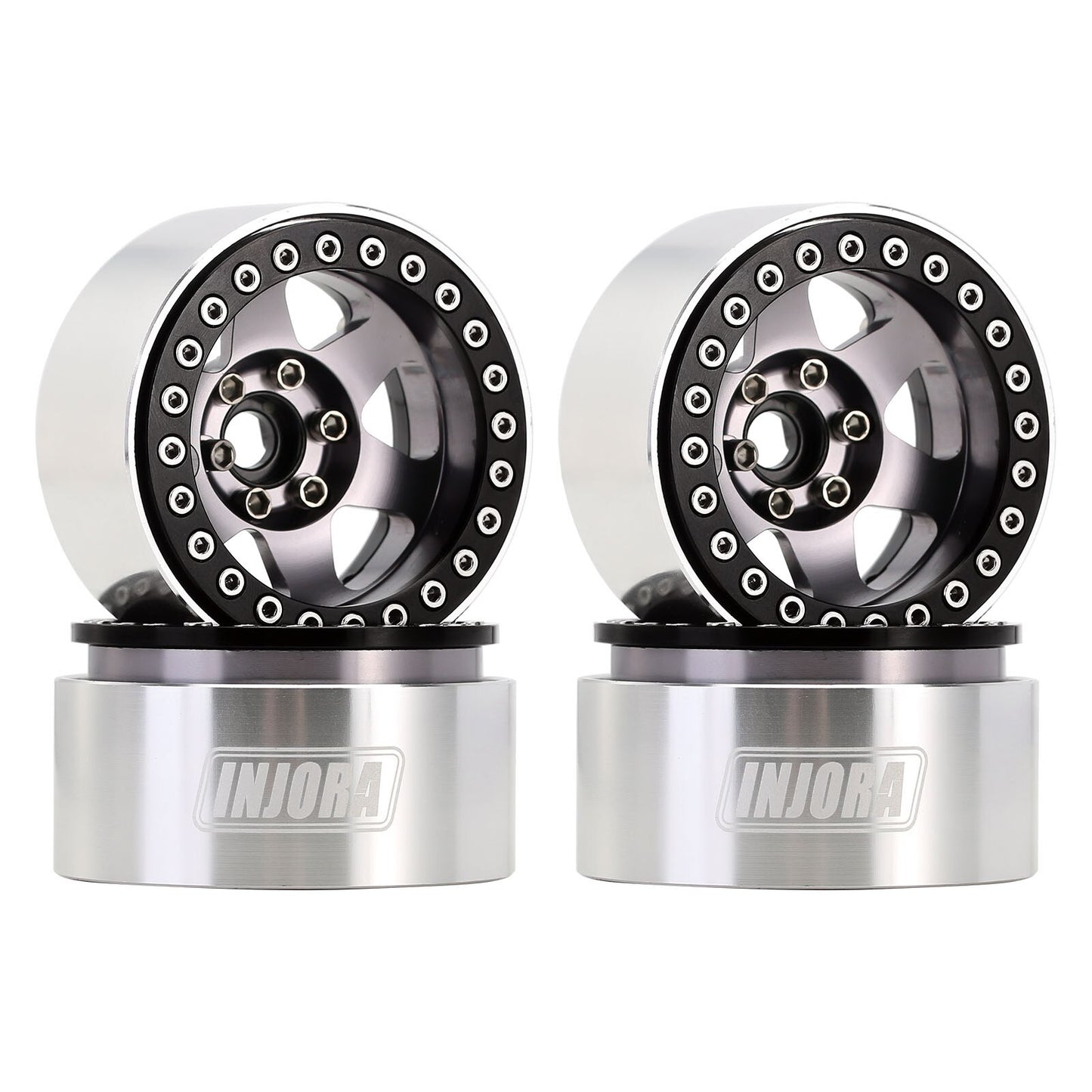 INJORA Deep Dish Negatieve Offset 9.4mm CNC Aluminium 1.9 "Beadlock Velg voor 1/10 RC Crawler Auto TRX4 Axiale SCX10 (W1946)