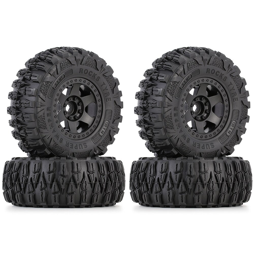 AUSTAR HOBBY 2.2in 1/10 RC Crawler Beadlock Wheels and Tires Rims Set Mud Tire for Axial SCX10 TRX4 TRX-6 Short Course Truck