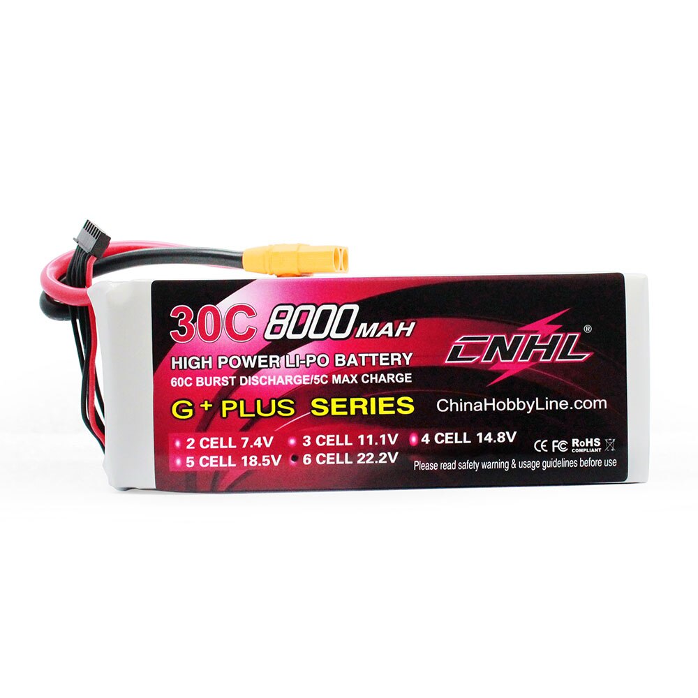 CNHL 2S 4S 5S 6S 7.4V 14.8V 18.5V 22.2V Lipo Battery 8000mAh 6200mAh 30C Soft Case With XT90 For RC Car Boat Evader BX Car
