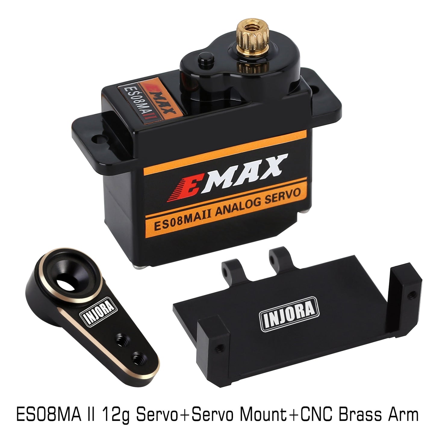 INJORA EMax ES08MA II 12g Analog Metal Gear Servo with Mount & 15T Arm for RC Car Model Axial SCX24 Gladiator Upgrade Parts