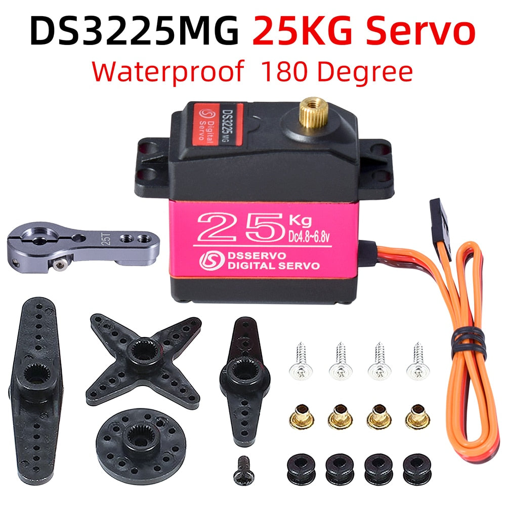 25KG Servo Waterproof RC Servo 1/10 RC Steering Servo Metal Gear High Torque Servo for 1/8 1/12 RC Cars Crawler Buggy Robots