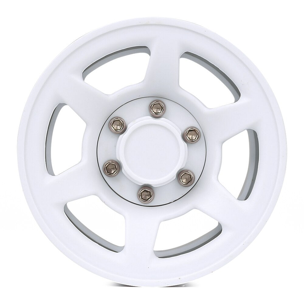 INJORA 4 Pezzi di Plastica 1.55 "Beadlock Wheel Rim Bianco/Nero per 1/10 RC Crawler Auto Axial 90069 D90 TF2 Tamiya CC01 LC70 MST JIMNY