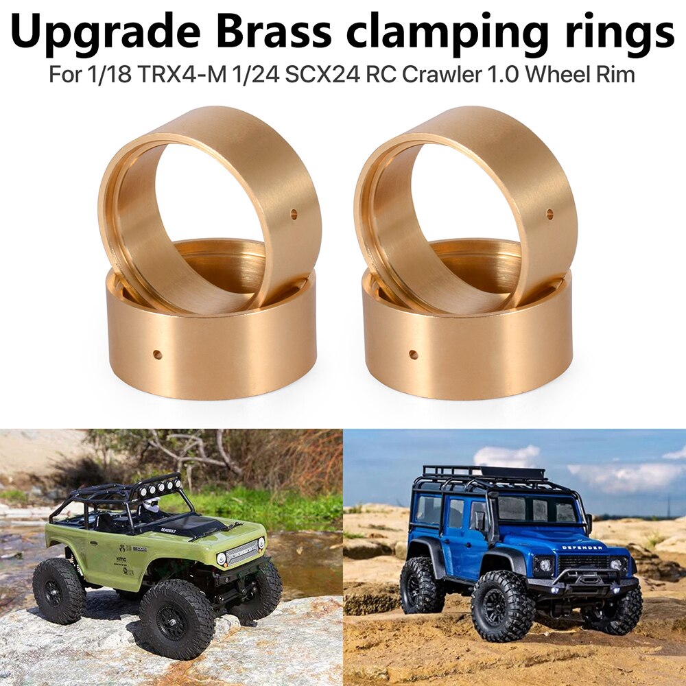 4PCS Brass 1.0 Beadlock Ring Internal Clamp Ring Fits for 1/18 TRX4-M 1/24 SCX24 RC Crawler Bronco Upgrade Parts 16g/PCS