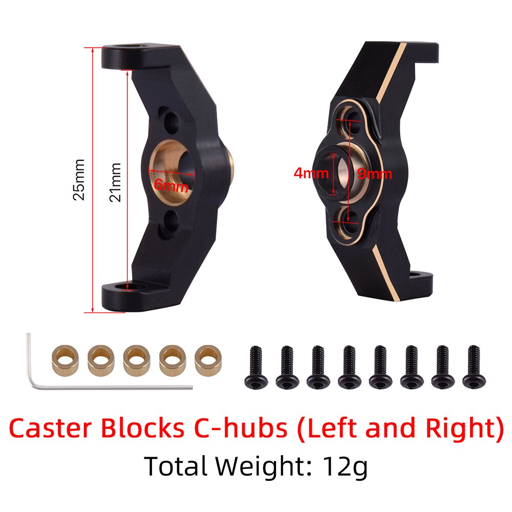 TRX4M Upgrades Messing Stuur Link Knuckle Alex Diff Cover Caster Blokken voor Traxxas TRX-4M 1/18 RC Crawler Defender