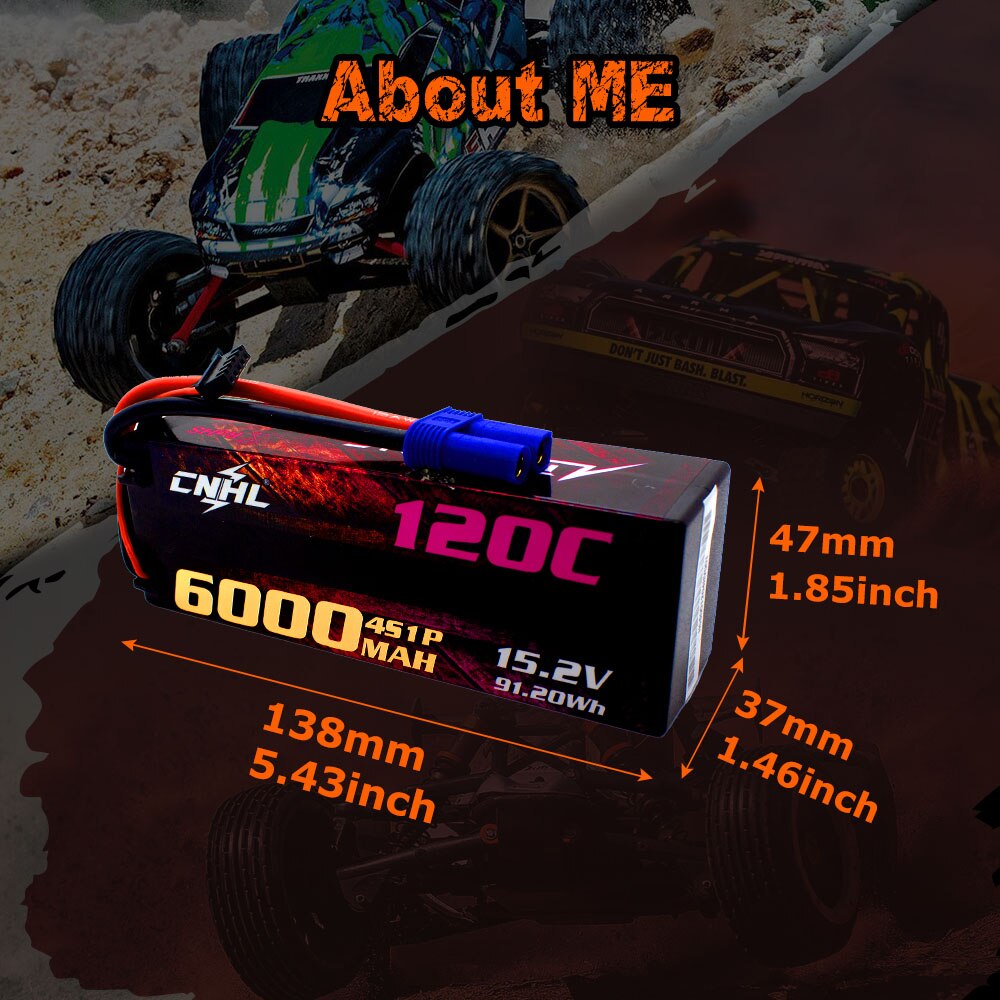 CNHL 2S 3S 4S 7.6V 11.4V 15.2V Lipo Battery 6000mAh 120C HV Hard Case With EC5 Plug For RC Car Boat Airplane Truck Tank Vehicle