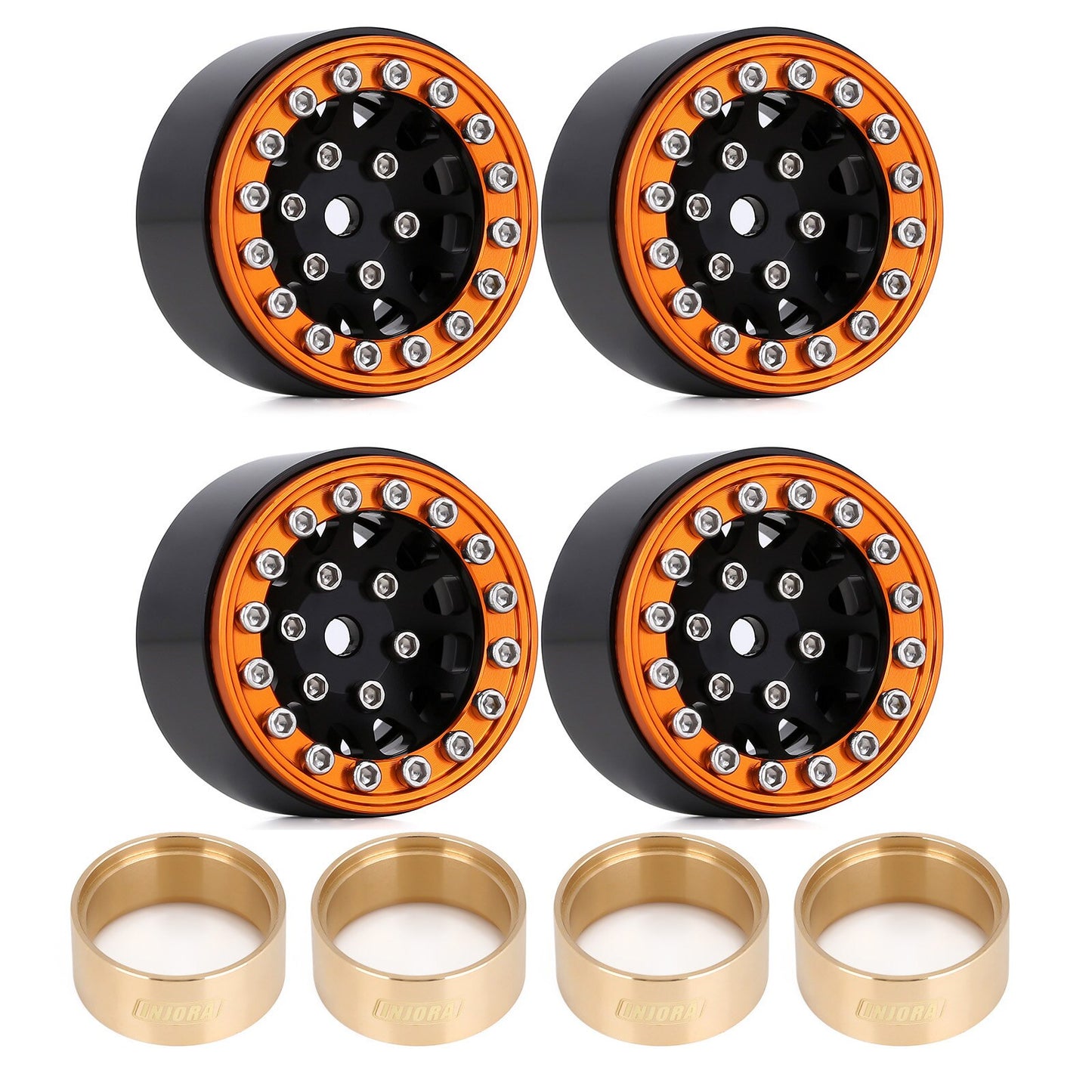 INJORA 4PCS CNC 1.0" Beadlock Wheel Rims for 1/24 RC Crawler Car Axial SCX24 AXI90081 AXI00001 AXI00002 FCX24 Enduro24 (W1049)