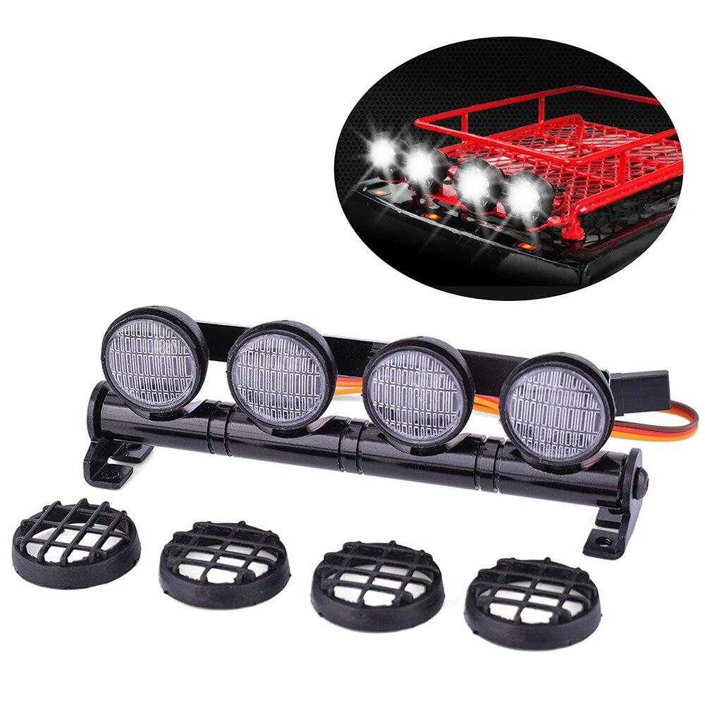 AUSTAR RC Daklamp Verlichting 1:10 Crawler Accessoires met 4 LED voor TRX4 TRX6 90046 Axiale SCX10 II HSP TAMIYA CC01 Lichtset