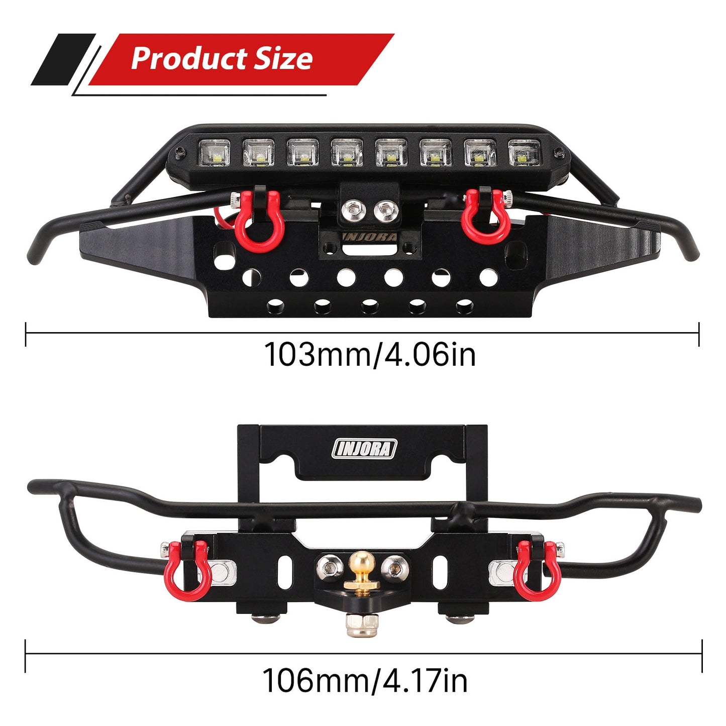 INJORA Paraurti anteriore in metallo per tubo posteriore per 1/18 RC Crawler TRX4M Bronco Upgrade (4M-43)