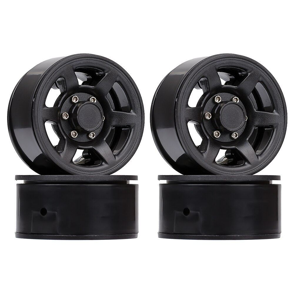 INJORA 4 Pezzi di Plastica 1.55 "Beadlock Wheel Rim Bianco/Nero per 1/10 RC Crawler Auto Axial 90069 D90 TF2 Tamiya CC01 LC70 MST JIMNY