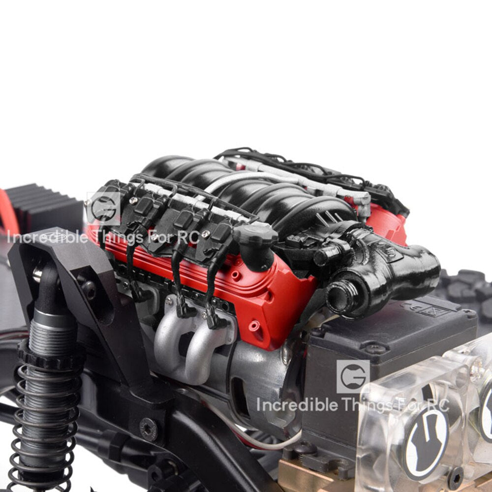 RC Auto LS7 V8 Simulare Motore Ventole di Raffreddamento Del Motore Kit Radiatore per 1/10 RC Crawler TRX4 TRX6 AXIAL SCX10 90046 VS4