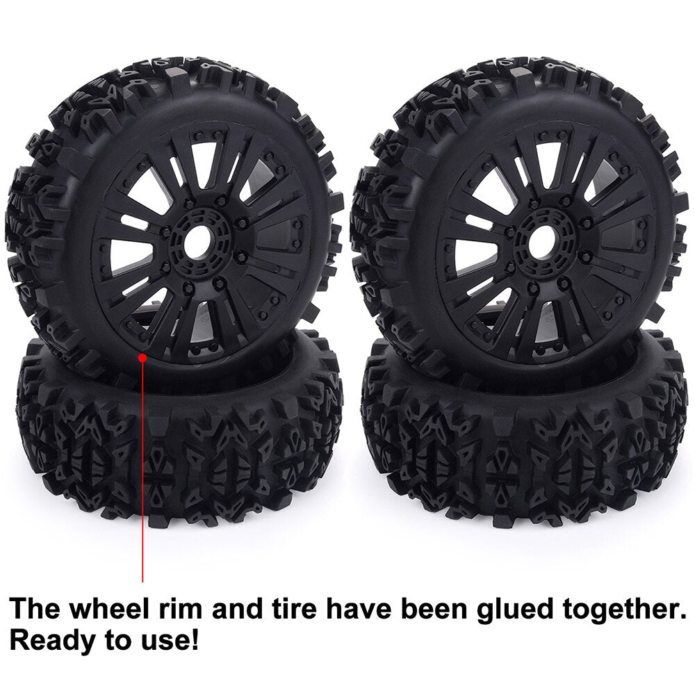 ZD Racing 1/8 Scale RC Buggy Vehicle Wheels and Tires Sets 17mm Hex for Redcat Team Losi VRX HPI Kyosho HSP Carson Parts 120mm