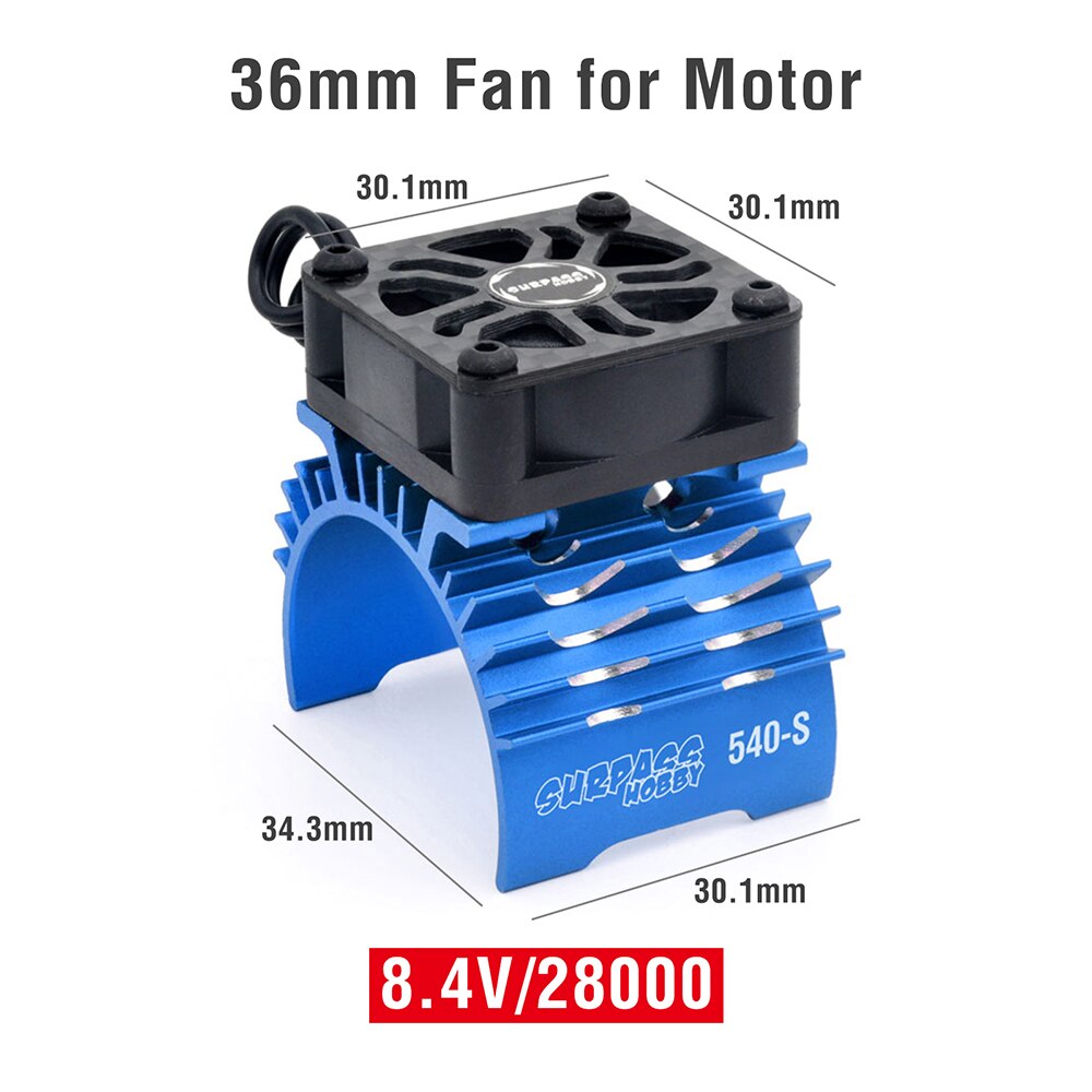 SURPASS HOBBY RC Motor Fan Cooling Fan Heatsink Metal for RC Car 1/8 1/10 1/12 Scale 380 390 540 550 Brushless Motor 28/29/36mm