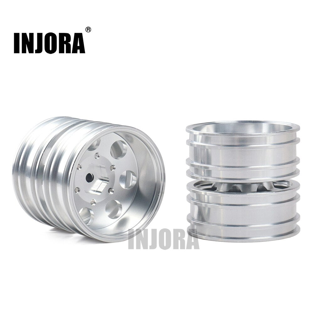 INJORA 2Pcs CNC Metal Front Rear Wheel Rim Hub for 1:14 RC Car Tamiya Tractor Truck