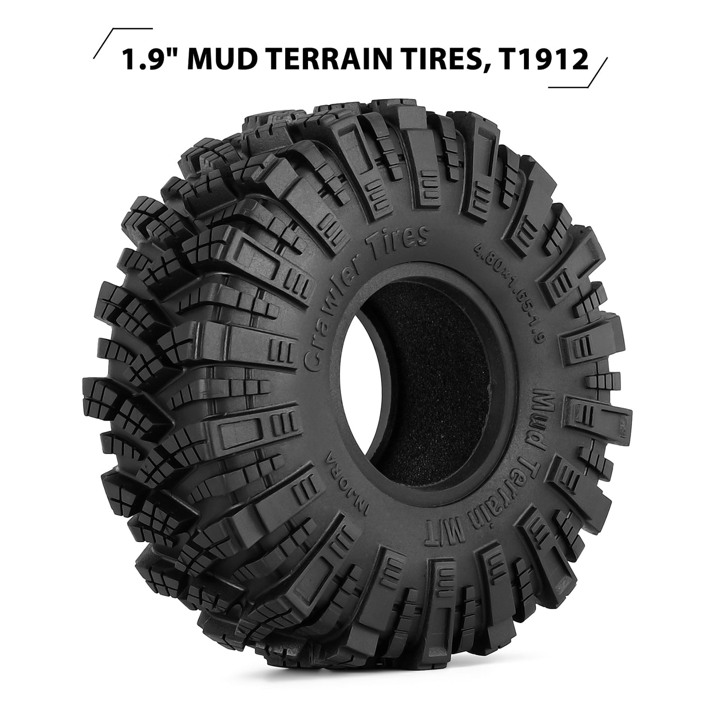 INJORA 122*42MM Modder Terrein 1.9 "Wiel Banden voor 1/10 RC Crawler Auto Axiale SCX10 Capra UTB18 TRX4 Redcat Gen8 VS4-10 (T1912)