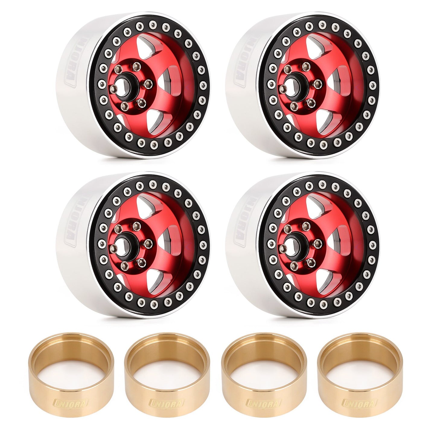 INJORA Deep Dish Negatieve Offset 9.4mm CNC Aluminium 1.9 "Beadlock Velg voor 1/10 RC Crawler Auto TRX4 Axiale SCX10 (W1946)