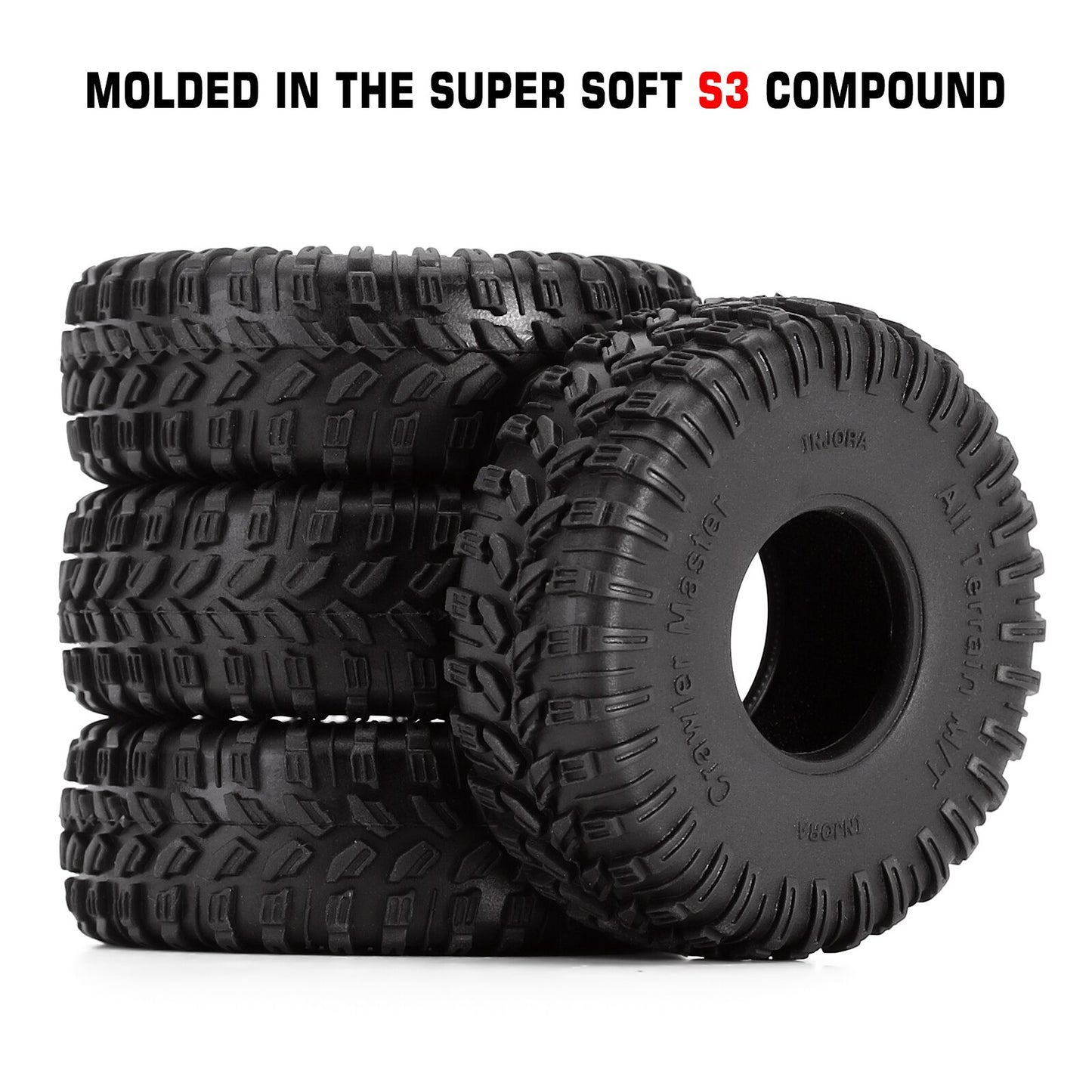 INJORA Super Soft All Terrain 1.0" Wheel Tires Upgrade for 1/24 Axial SCX24 Bronco Gladiator Deadbolt FCX24 Enduro24 (T1009)