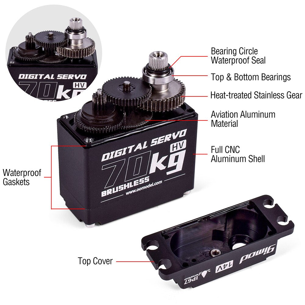 9imod 70KG Waterproof Digital Brushless Servo HV High Torque Metal Gear Steering Servo For 1/8 1/10 Traxxas Scx10 RC Car