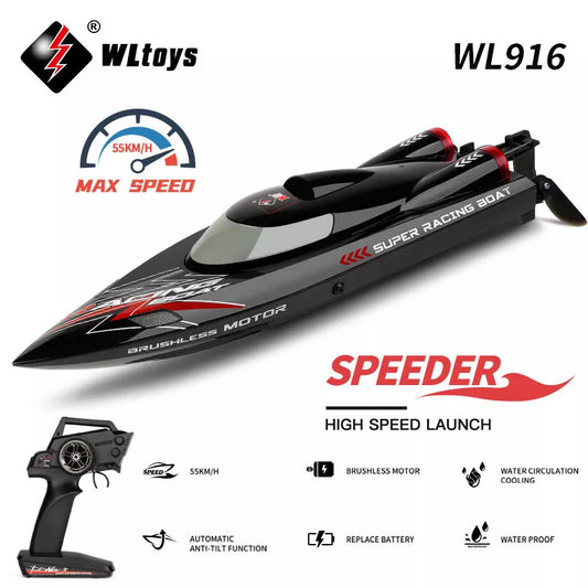 WLtoys WL916 RC Boot 2.4Ghz 55 km/u Borstelloze Hoge Snelheid Racing Boot Model Speedboot Kinderen Geschenken RC Speelgoed