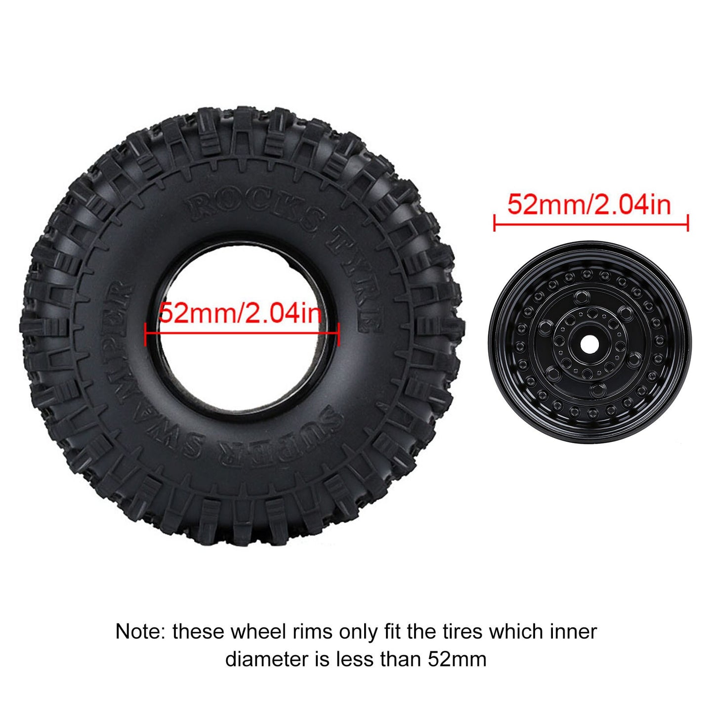 INJORA 116 g/pz 1.9 "Beadlock Wheel Rim per 1/10 RC Crawler Auto Axial SCX10 90046 RedCat Gen8 TRX-4