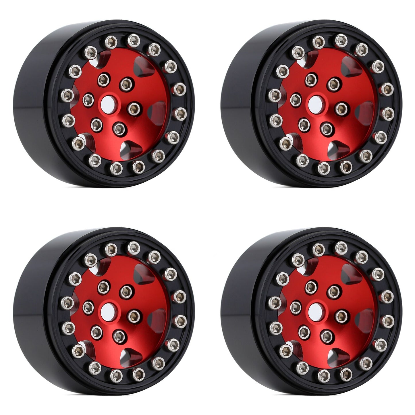 INJORA 4PCS CNC Aluminum 1.0" Beadlock Wheel Rim for 1/24 RC Crawler Car Axial SCX24 FCX24 Enduro24 AX24 (W1026)