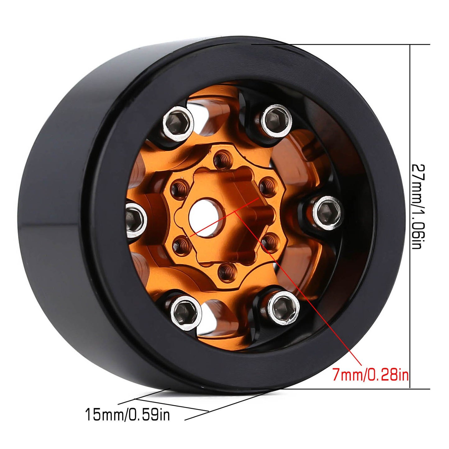 INJORA 4PCS CNC Aluminum 1.0" Beadlock Wheel Rim for 1/24 RC Crawler Car Axial SCX24 FCX24 Enduro24 AX24 (W1026)