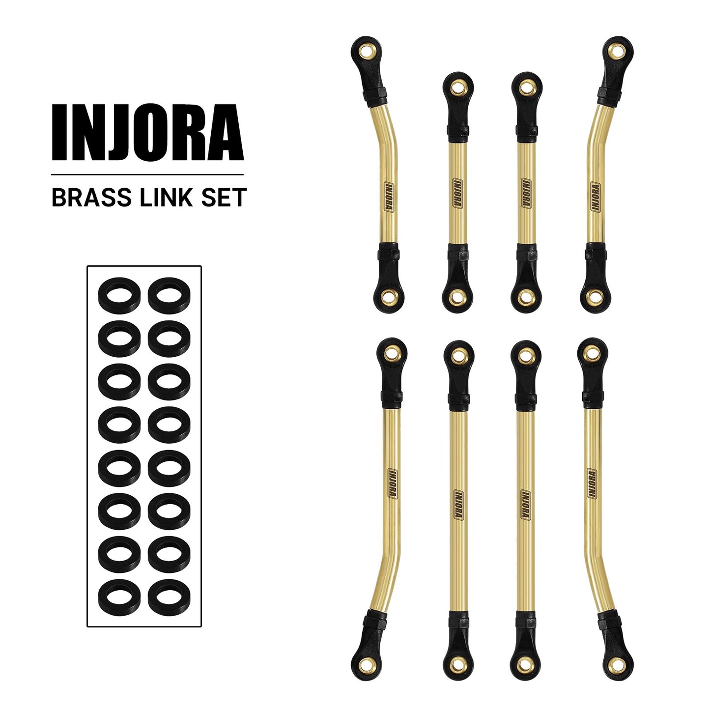 INJORA 8 STKS Messing Hoge Klaring Links Set voor 1/18 RC Crawler TRX4M Upgrade Onderdelen (4M-20)