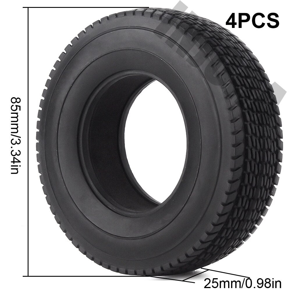 INJORA 4Pcs Rubber Tyres Wheel Tires With Sponge for 1:14 Tamiya Tractor RC Car Truck