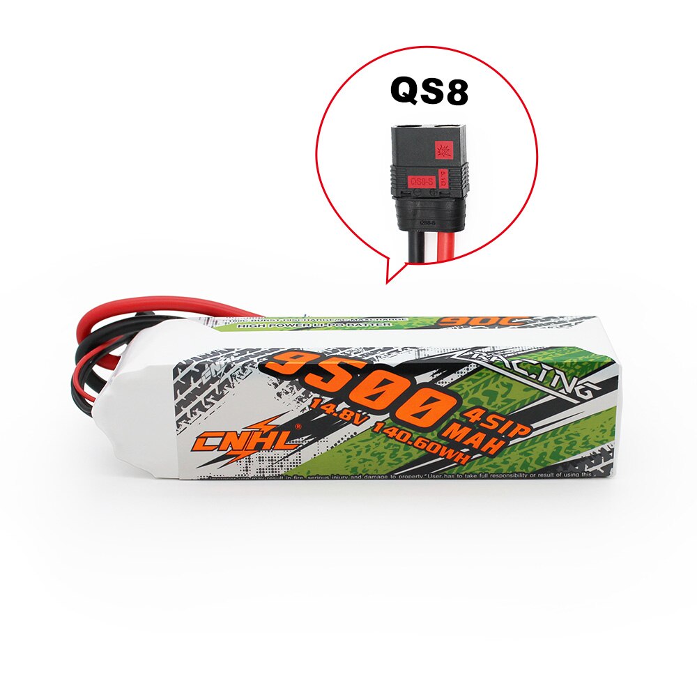 CNHL 4S 14.8V Lipo Battery 9500mAh 90C With QS8 EC5 Plug For RC Car Boat Helicopter Truck Tank Vehicle Airplane Speedrun Truggy