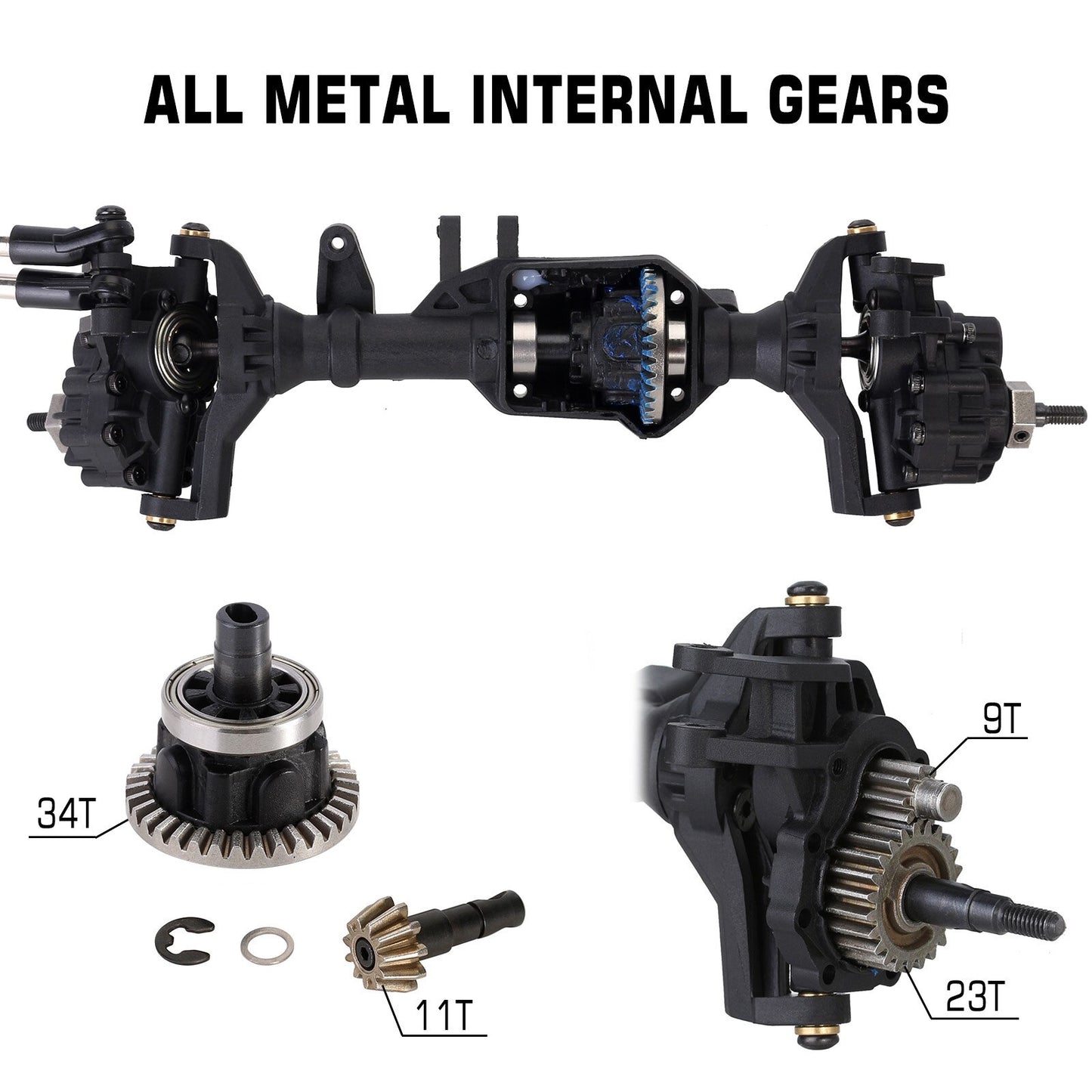 INJORA Complete Front Rear Straight Portal Axle