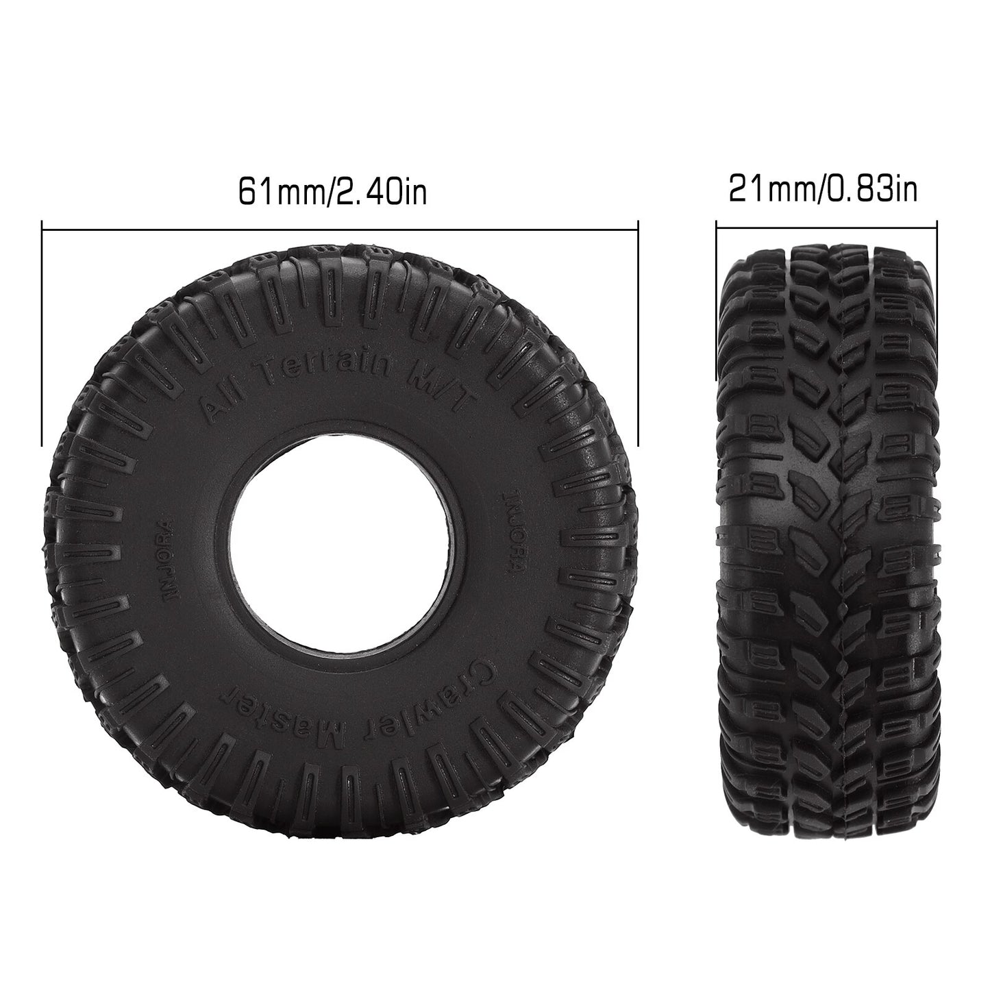 INJORA Super Soft All Terrain 1.0" Wheel Tires Upgrade for 1/24 Axial SCX24 Bronco Gladiator Deadbolt FCX24 Enduro24 (T1009)