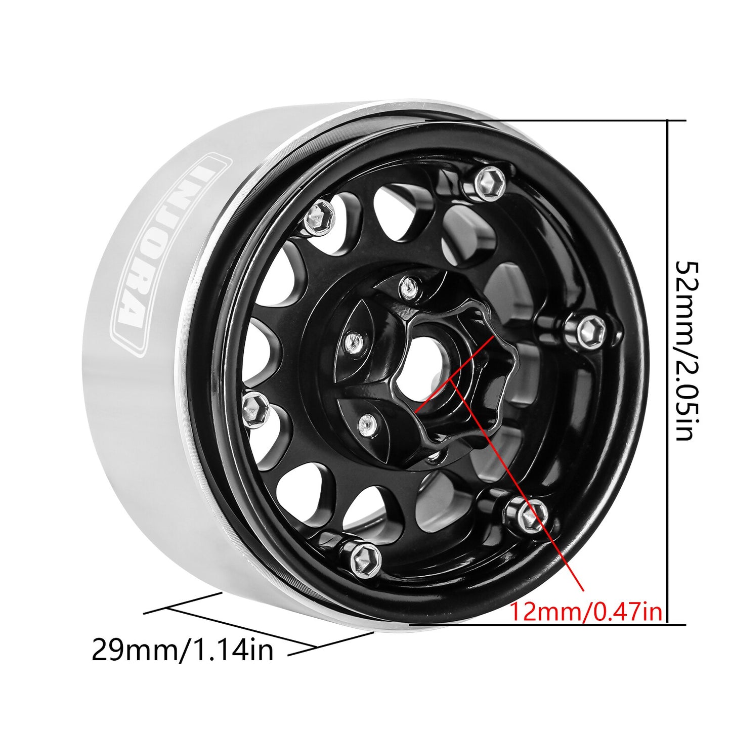 INJORA CNC Aluminium 1.9 "Beadlock Deep Dish Negatieve Offset 10.4mm Velg voor 1/10 RC Crawler Auto TRX4 Axiale SCX10 (W1949)