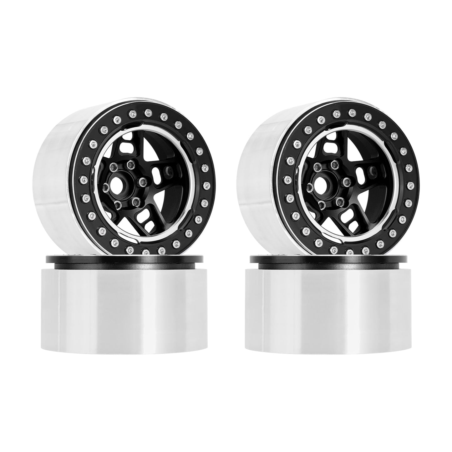 INJORA -10mm Offset 5-Spokes 2.2" Beadlock Wheel Rim for 1/10 RC Crawler Car TRX4 TRX6 SCX10 RR10 Wraith (W2209)