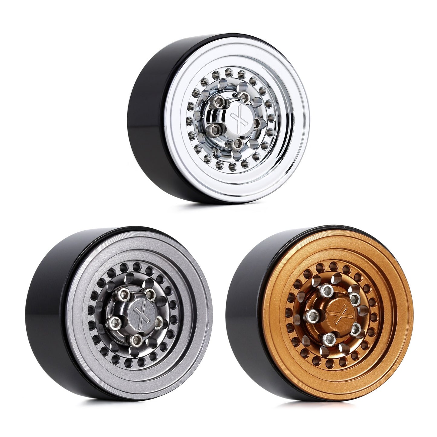 INJORA 4PCS CNC Aluminum 1.0" Beadlock Wheel Rims 27*15mm for 1/24 RC Crawler Car Axial SCX24 FCX24 Enduro24 AX24 (W1001)