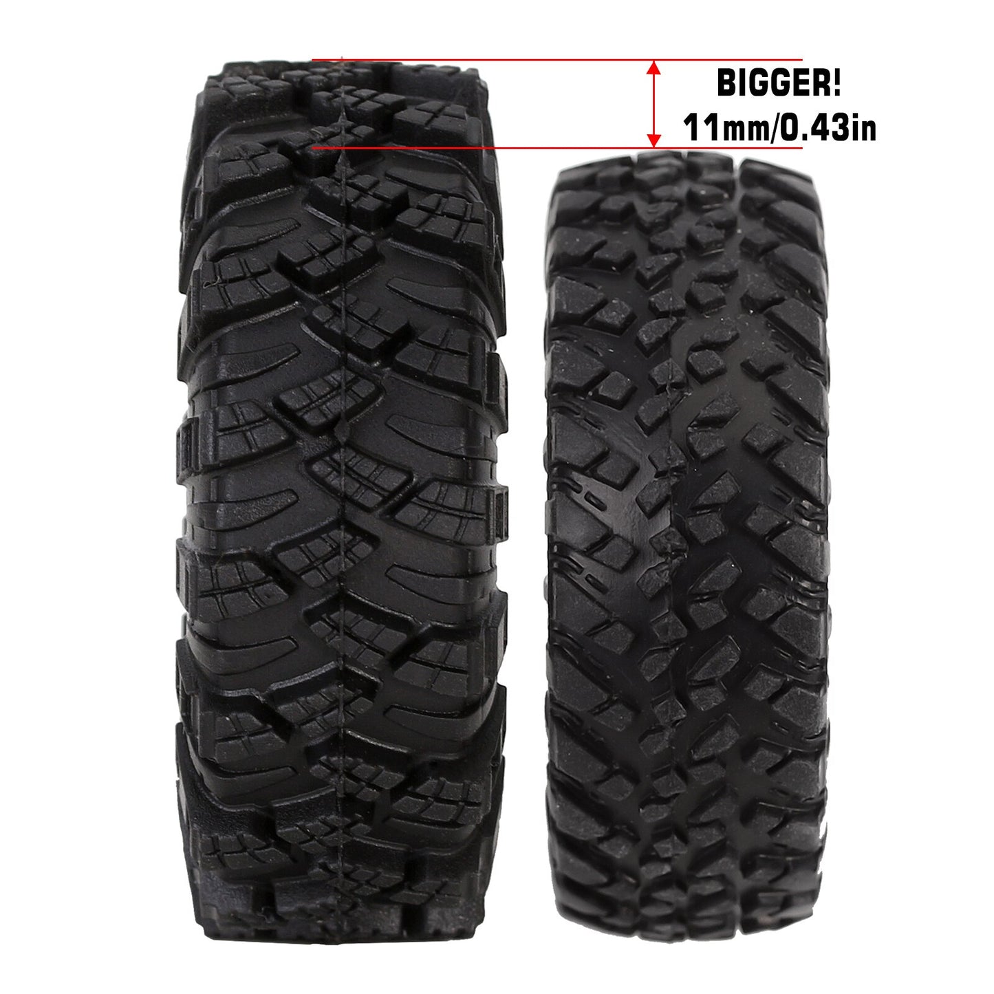 INJORA Micro Crawler 1.0" Tires Soft Mud Terrain Tires Upgrade for Axial SCX24 Bronco Gladiator Deadbolt FCX24 Enduro24 (T1007)