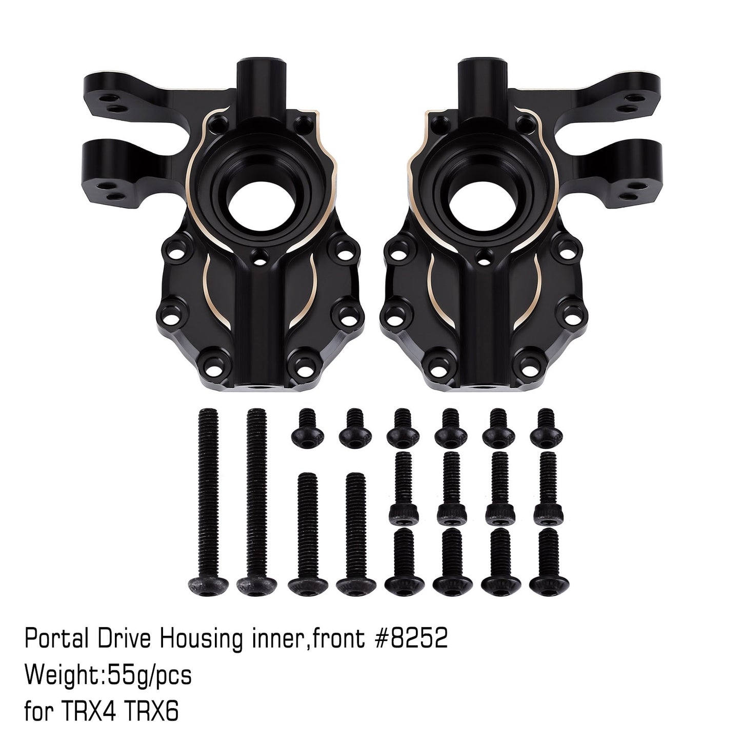 INJORA Zware Zwarte Coating Messing Contragewicht Portal Drive Behuizing Voor 1/10 RC Crawler Auto TRX4 TRX6 Upgrade Onderdelen