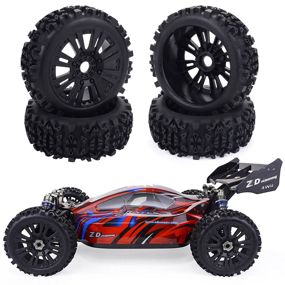 ZD Racing 1/8 Scale RC Buggy Vehicle Wheels and Tires Sets 17mm Hex for Redcat Team Losi VRX HPI Kyosho HSP Carson Parts 120mm