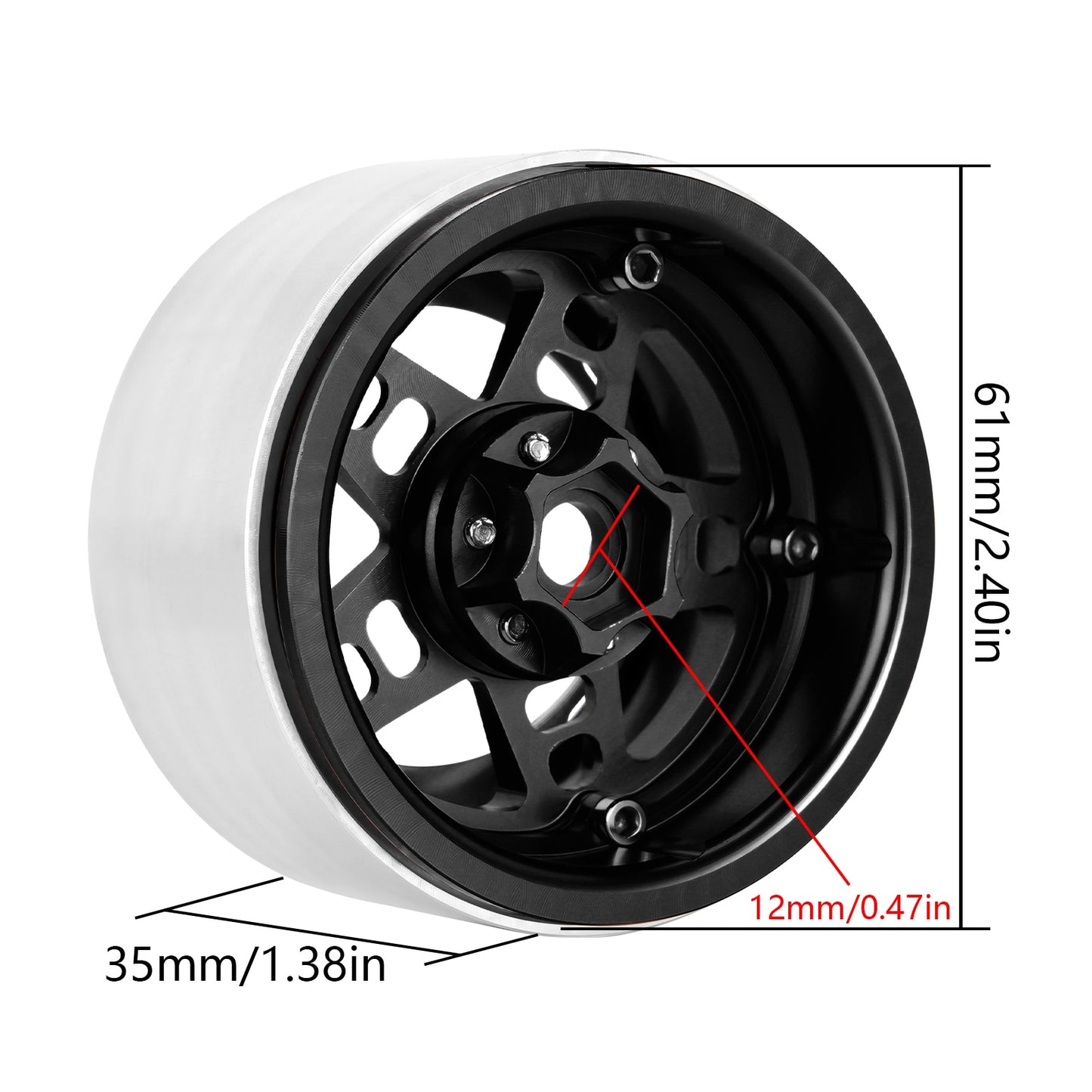 INJORA -10mm Offset 5-Spokes 2.2" Beadlock Wheel Rim for 1/10 RC Crawler Car TRX4 TRX6 SCX10 RR10 Wraith (W2209)