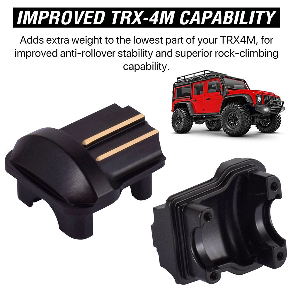 2PCS In Ottone Anteriore Asse Posteriore Diff Copertura per Traxxas TRX-4M 1/18 Aggiornamenti Parti RC Crawler Accessori Defender Contrappeso 22g