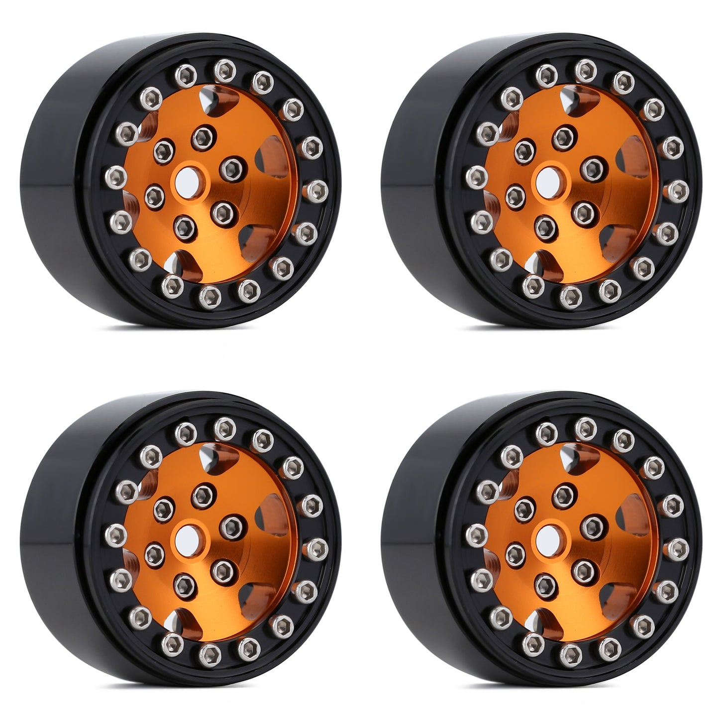 INJORA 4PCS CNC Aluminum 1.0" Beadlock Wheel Rim for 1/24 RC Crawler Car Axial SCX24 FCX24 Enduro24 AX24 (W1026)