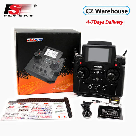 FLYSKY EV 2.4G 18CH Transmitter 5D Hall Sensor Gimbals AFHDS 3 Radio 3.5 Inch TFT Touch Screen for RC Engineering Vehicle Boat