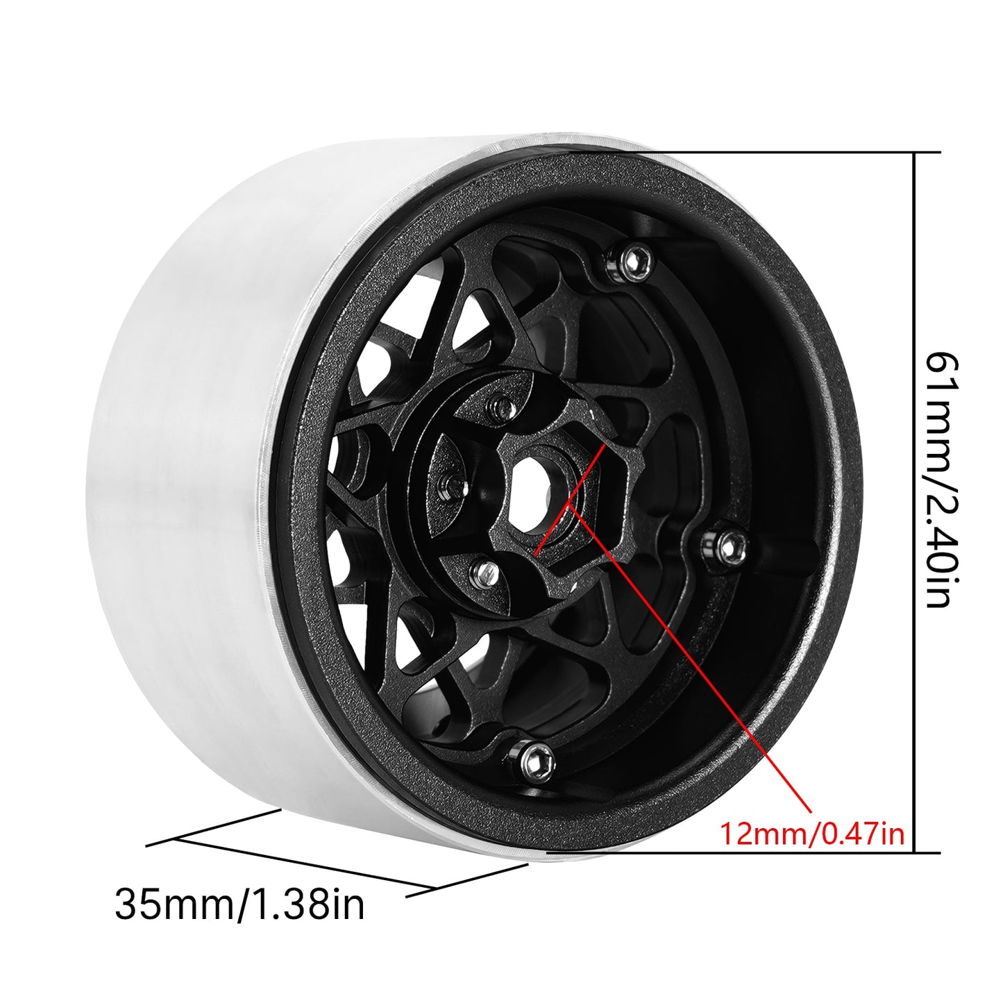 INJORA Deep Dish Negative Offset 10mm 2.2" Beadlock Wheel Rim