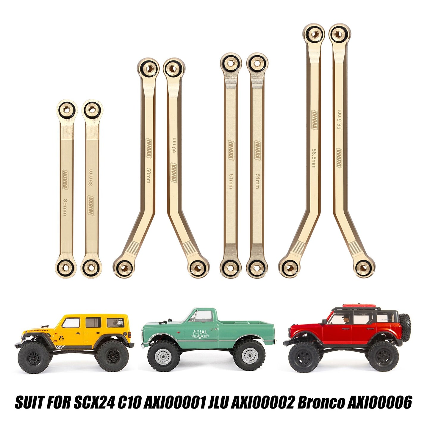 INJORA 37g Zwaar Messing Hoge Klaring Chassis 4 Links Set voor 1/24 RC Crawler Auto Axiale SCX24 C10 JEEP JLU Ford Bronco