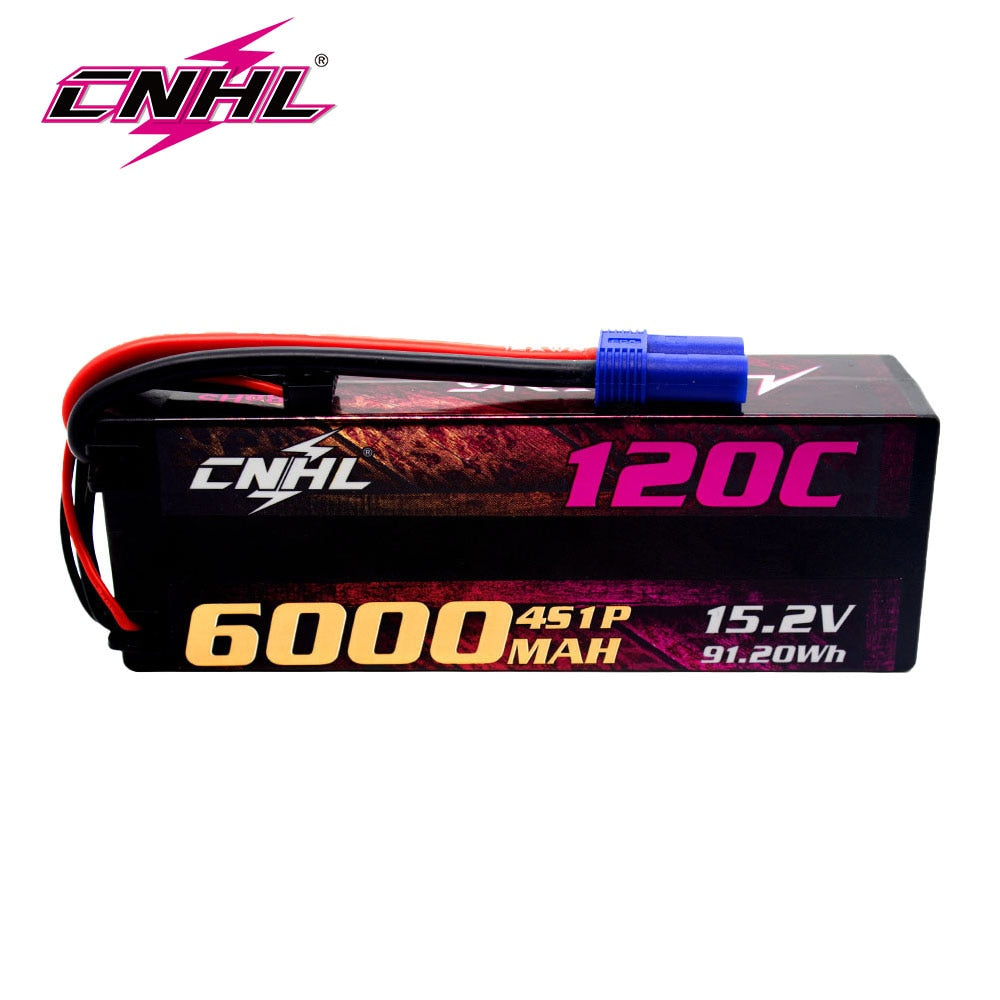 CNHL 2S 3S 4S 7.6V 11.4V 15.2V Lipo Battery 6000mAh 120C HV Hard Case With EC5 Plug For RC Car Boat Airplane Truck Tank Vehicle