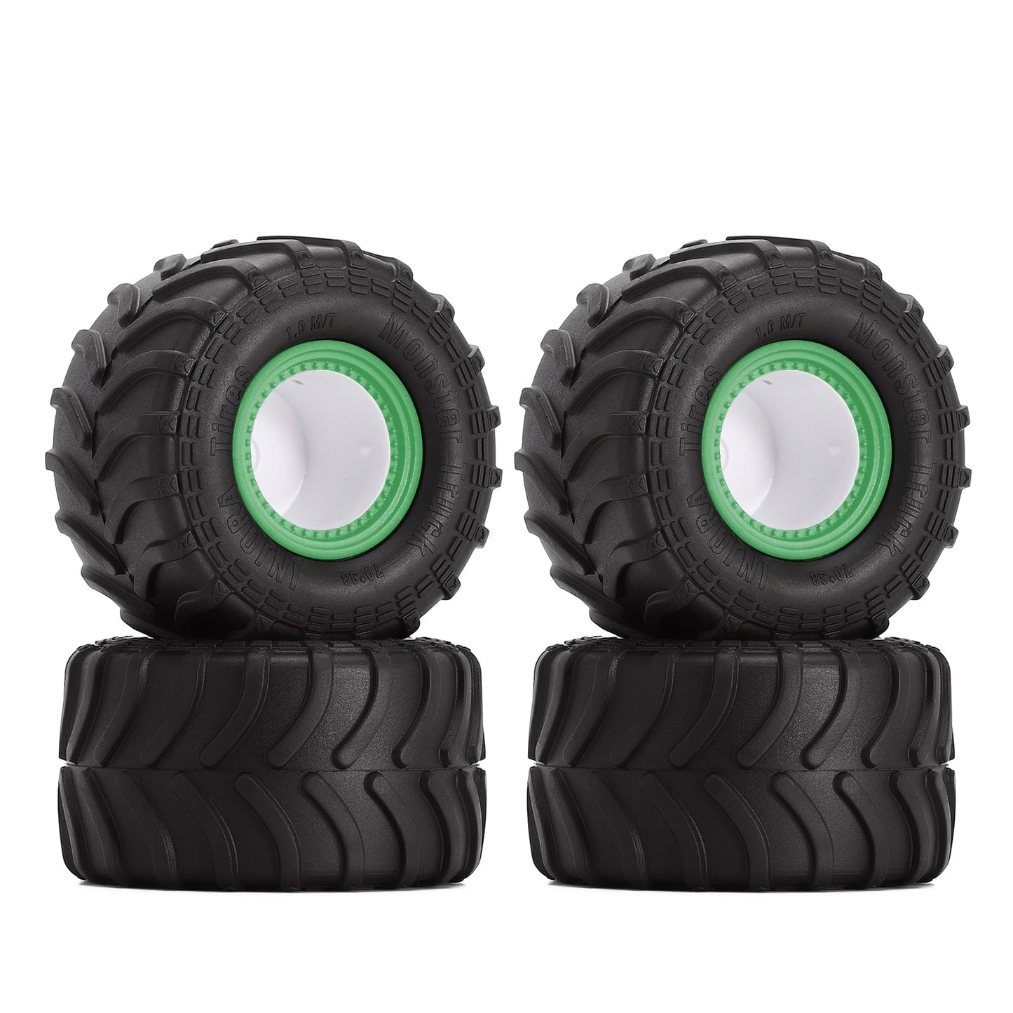 INJORA Monster Truck Cerchione Pneumatici Set 4 PZ 70*38mm per 1/24 RC Crawler Auto Axial SCX24 FMS FCX24 AX24 (MT1012)