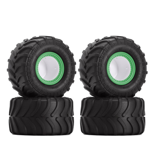 INJORA Monster Truck Wheel Rim Tires Set 4PCS 70*38mm for 1/24 RC Crawler Car Axial SCX24 FMS FCX24 AX24 (MT1012)