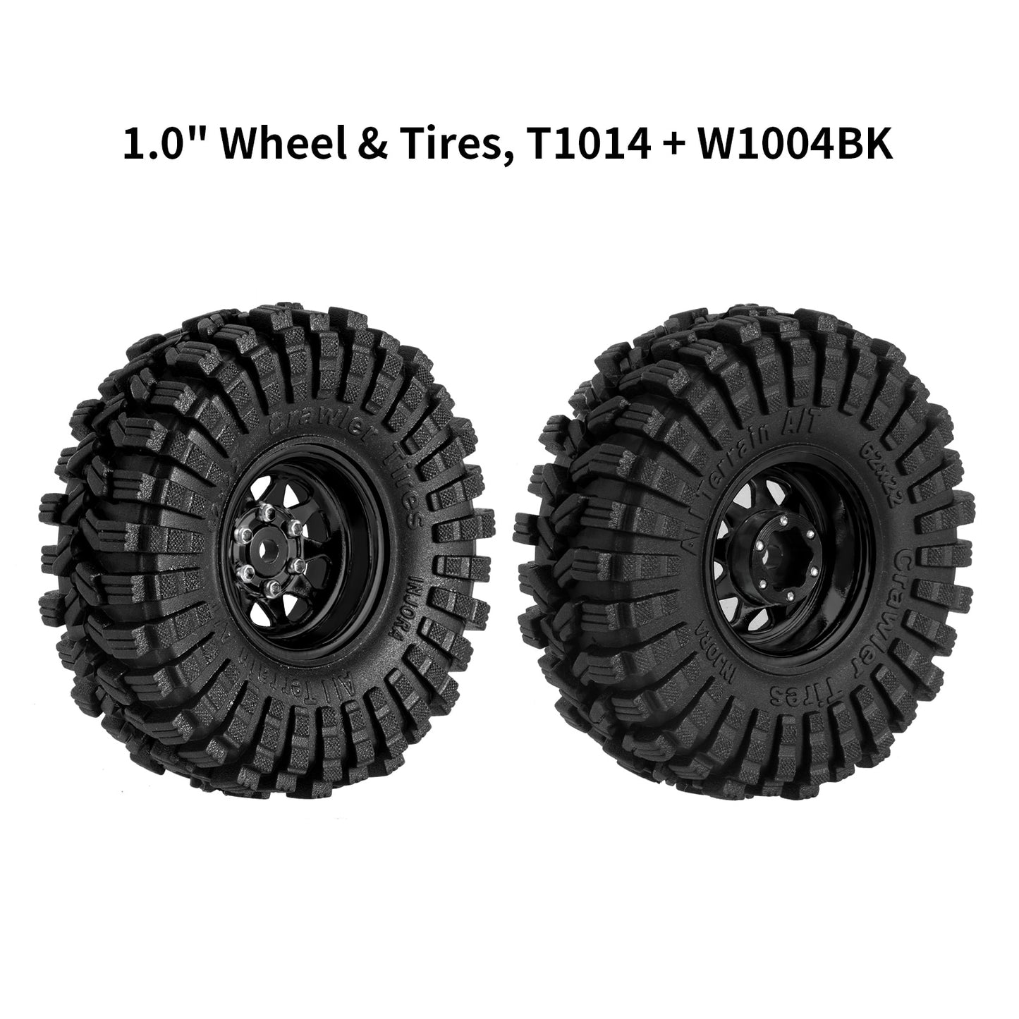 INJORA -3.78mm Offset 1.0 Beadlock Wheel Rims Tires Set for 1/18 1/24 RC Crawler Car Axial SCX24 FMS FCX24 TRX4M (W1004-T1014)