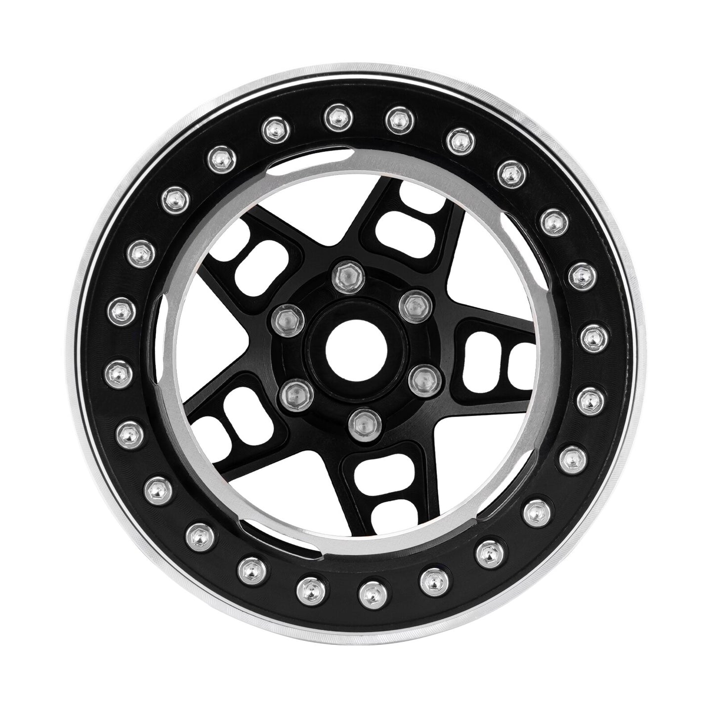 INJORA -10mm Offset 5-Spokes 2.2" Beadlock Wheel Rim for 1/10 RC Crawler Car TRX4 TRX6 SCX10 RR10 Wraith (W2209)