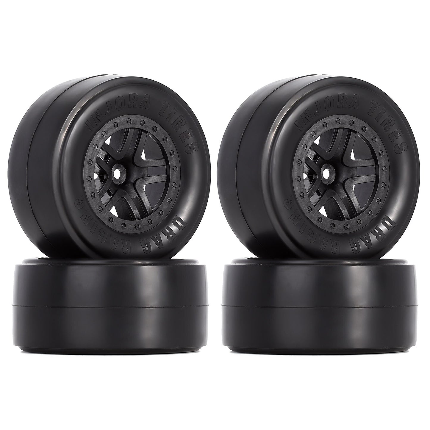 INJORA Rear 2.2"/3.0" Drag Racing Belted Wheel Tires 2PCS for 1/10 RC Truck Car Slash 2WD Losi 22S DR10