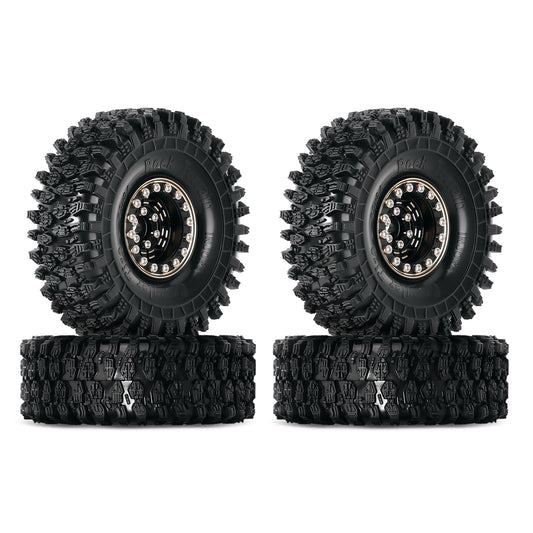 INJORA 1.0 Beadlock Brass Wheel Rims Tires Set 64*24mm for 1/18 1/24 RC Crawler Car Axial SCX24 FMS FCX24 Upgrade (W1005-T1011)