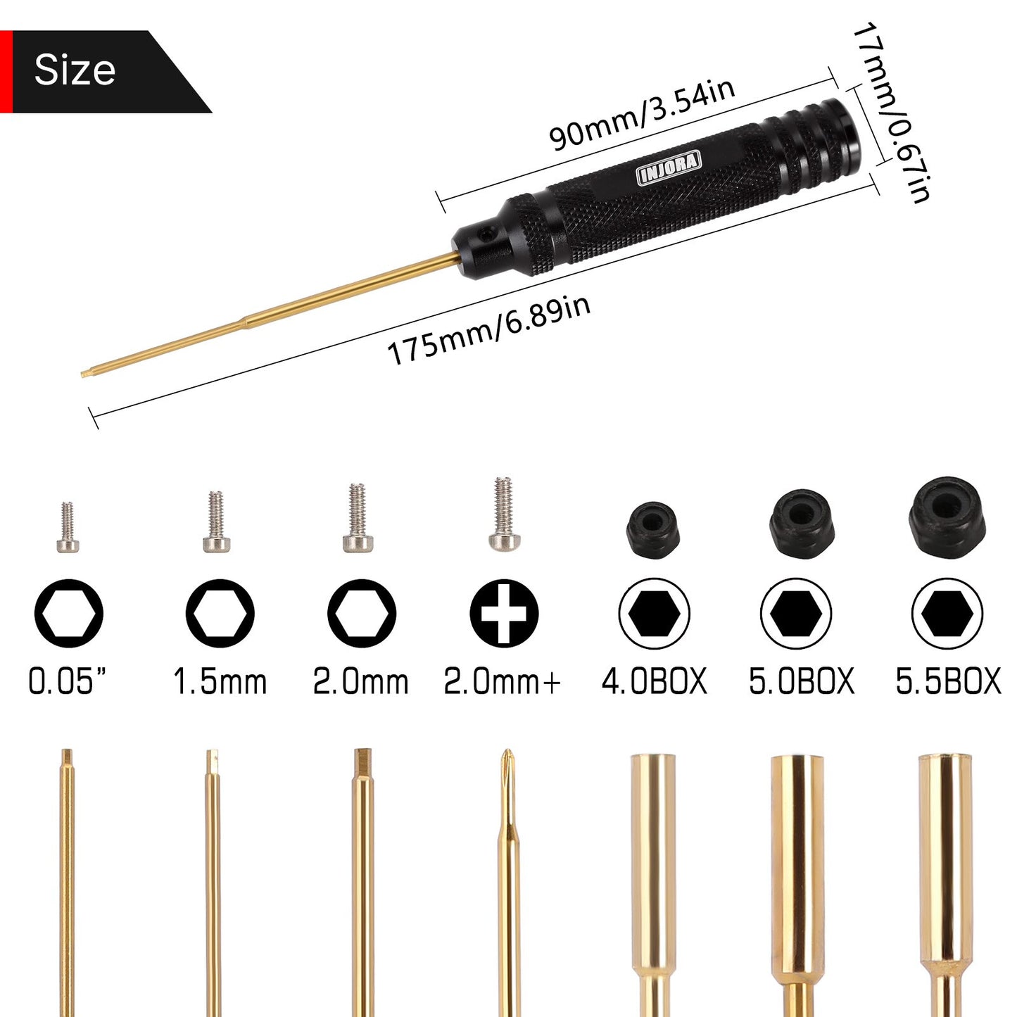 INJORA 7PCS HSS Hexagon Screwdriver Hex Nut Driver Wrench RC Tools Kit